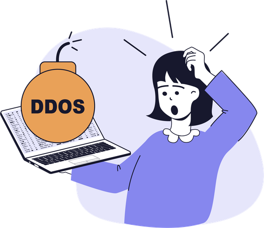 ビジネスウーマンがDoS攻撃に直面  イラスト