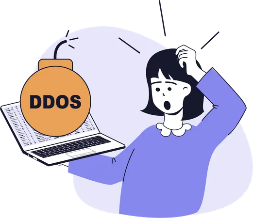 ビジネスウーマンがDoS攻撃に直面  イラスト