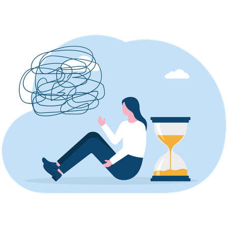 Businesswoman faces issue in completing deadlines  Illustration