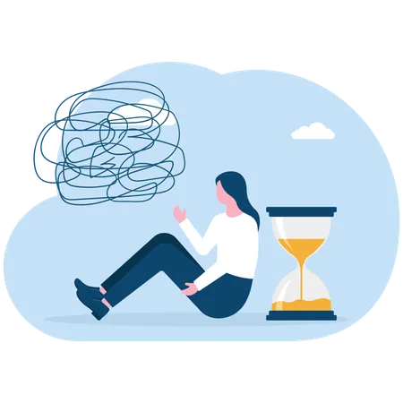 Businesswoman faces issue in completing deadlines  Illustration