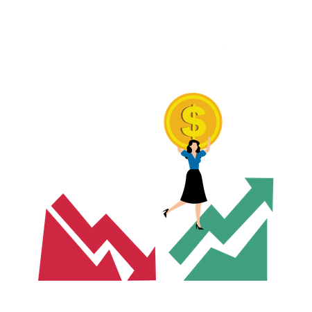 Businesswoman Faces Market Instability Issues  Illustration