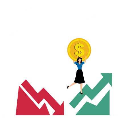 Businesswoman Faces Market Instability Issues  Illustration