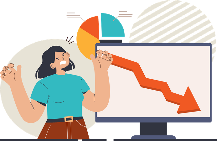 Businesswoman faces market loss  Illustration