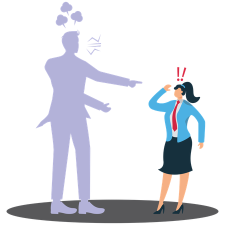 Businesswoman facing  Anger or stress psychology  Illustration