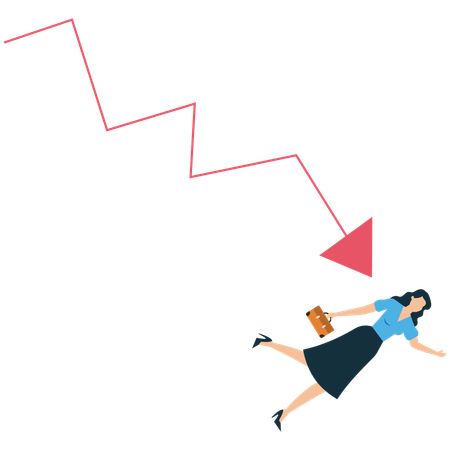 Businesswoman facing business downfall  Illustration