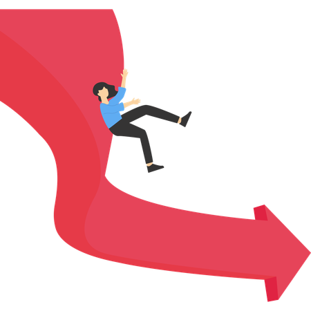 Businesswoman facing business downfall  Illustration