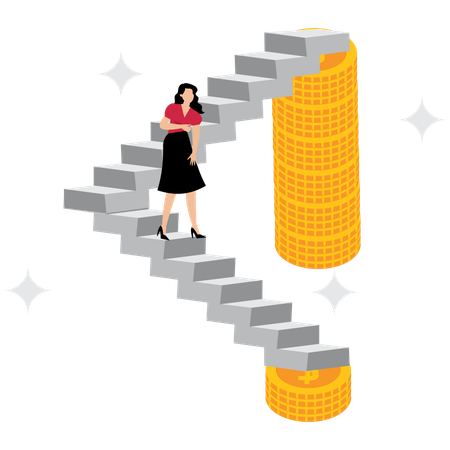 Businesswoman facing business recession  Illustration