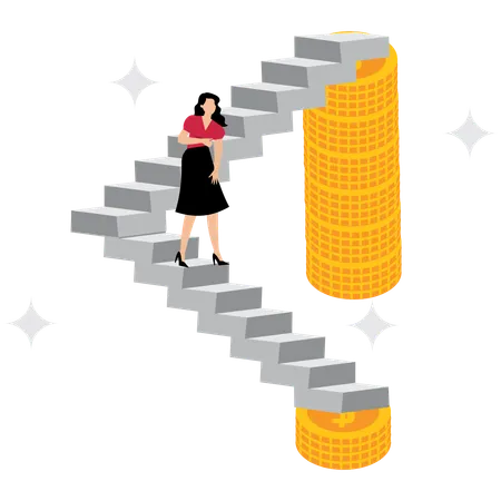 Businesswoman facing business recession  Illustration