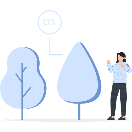 Businesswoman facing co2 emission  Illustration
