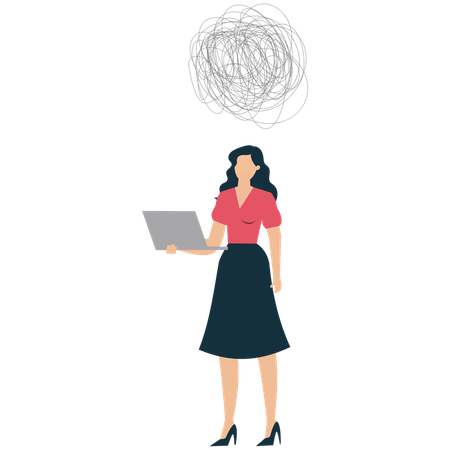 Businesswoman Facing Creative Block  Illustration