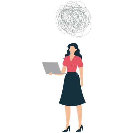 Businesswoman Facing Creative Block  Illustration