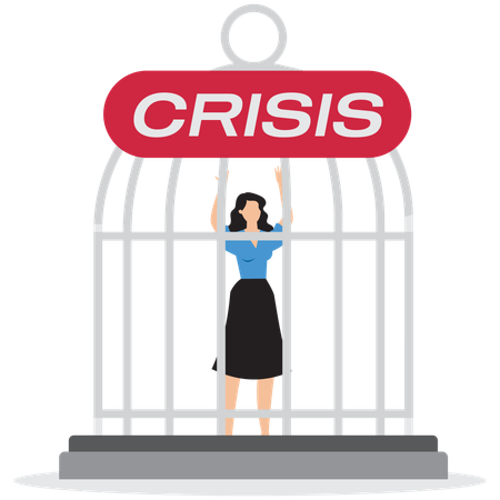 Businesswoman facing crisis  Illustration