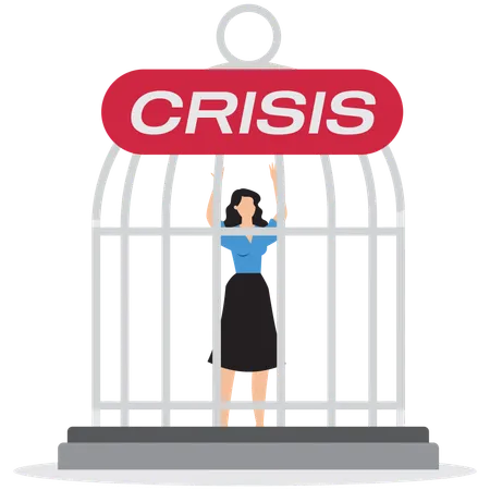 Businesswoman facing crisis  Illustration