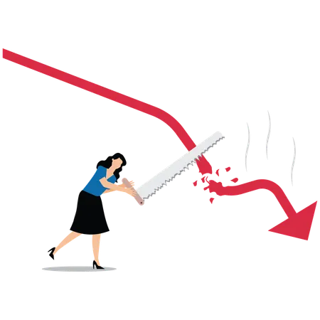 Businesswoman facing economy loss  Illustration
