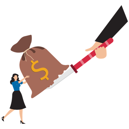 Businesswoman facing financial risk  Illustration