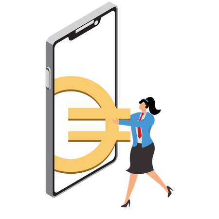 Businesswoman facing financial risks  Illustration