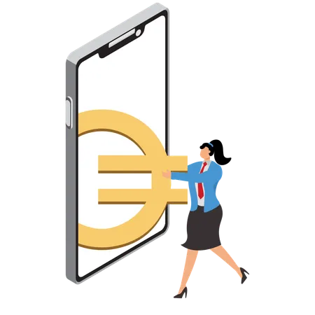 Businesswoman facing financial risks  Illustration