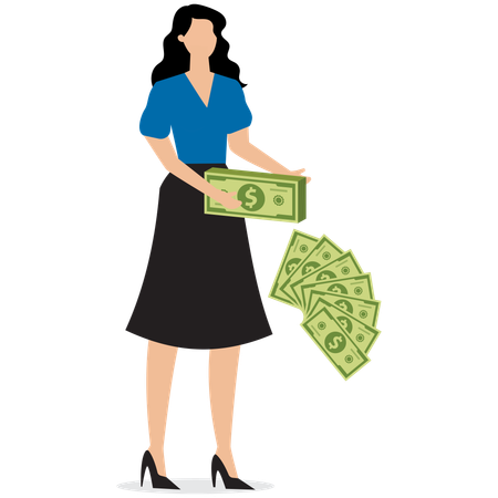 Businesswoman facing investment depreciation  Illustration