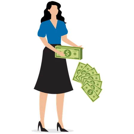 Businesswoman facing investment depreciation  Illustration