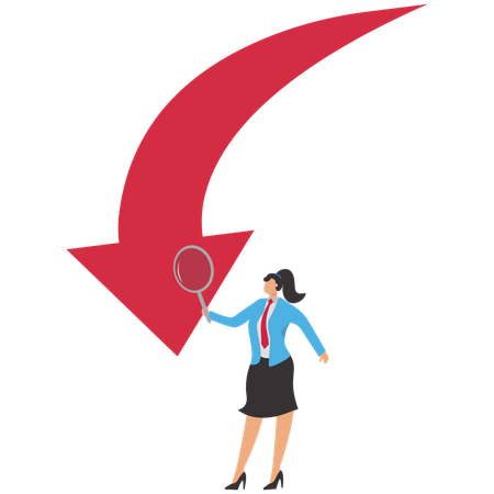 Businesswoman facing investment downfall  Illustration