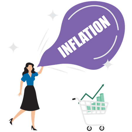 Businesswoman facing risk of inflation  Illustration