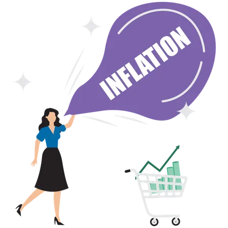 Businesswoman facing risk of inflation  Illustration