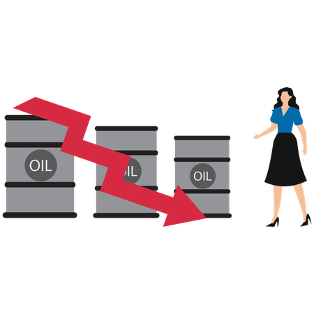 Businesswoman facing stock market loss  Illustration