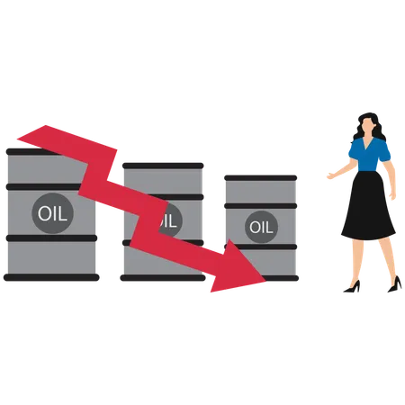 Businesswoman facing stock market loss  Illustration