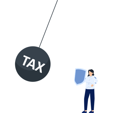 Businesswoman facing tax burden  Illustration