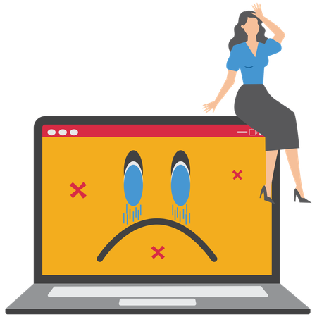 Businesswoman facing tech frustration  Illustration