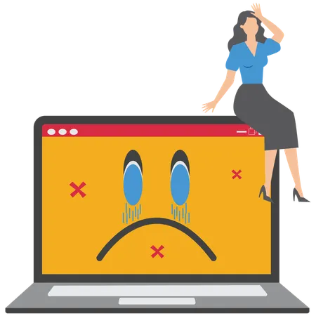 Businesswoman facing tech frustration  Illustration