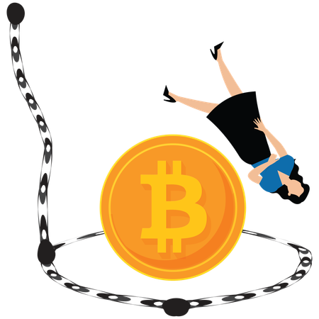 Businesswoman fall down in money trap  Illustration