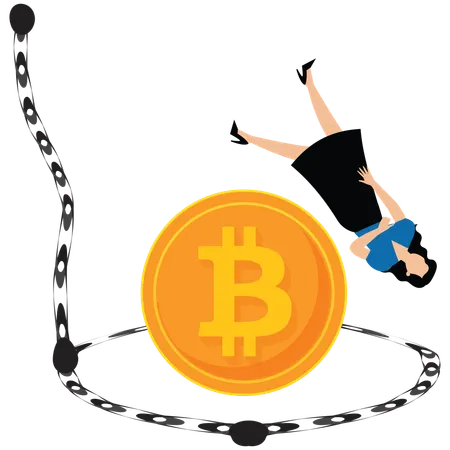 Businesswoman fall down in money trap  Illustration