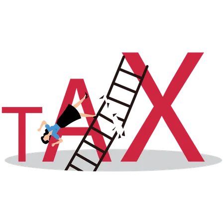 Businesswoman falling from tax ladder  Illustration