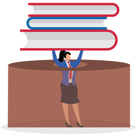 Businesswoman Falling in Hole and holding Book  Illustration