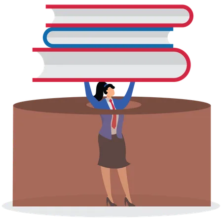 Businesswoman Falling in Hole and holding Book  Illustration