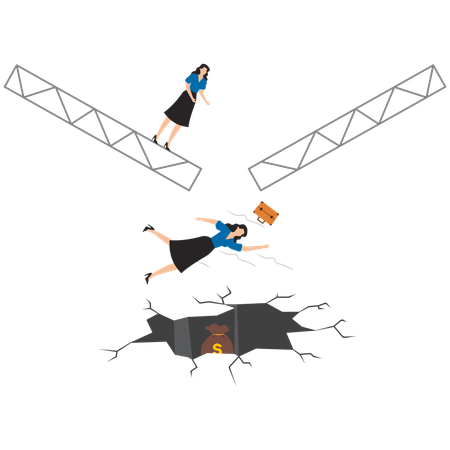 Businesswoman falling into business trap  Illustration