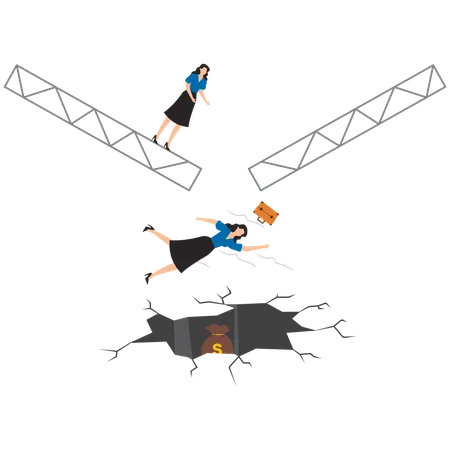 Businesswoman falling into business trap  Illustration