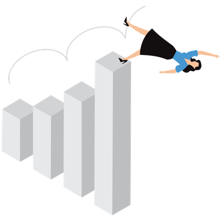 Businesswoman falling of chart  Illustration