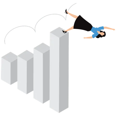 Businesswoman falling of chart  Illustration