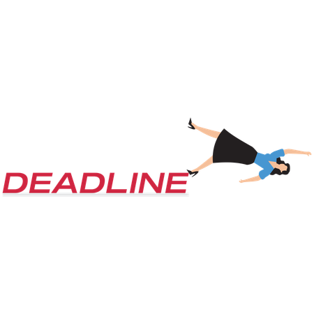 Businesswoman falling off deadline  Illustration