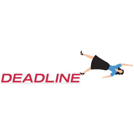 Businesswoman falling off deadline  Illustration