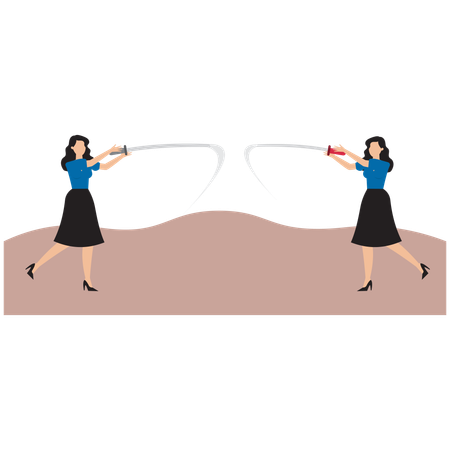 Businesswoman fighting with eachother  Illustration