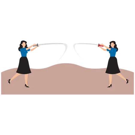 Businesswoman fighting with eachother  Illustration