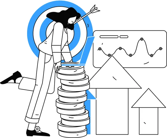 Businesswoman figuring growth analysis graph  Illustration