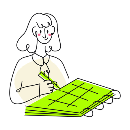 Businesswoman fills out a calendar  Illustration