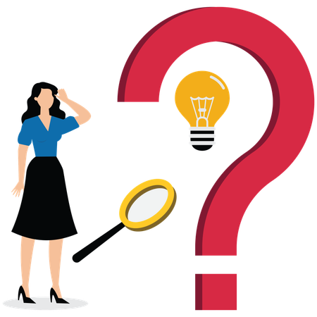 Businesswoman find a way to connect question mark solution  Illustration