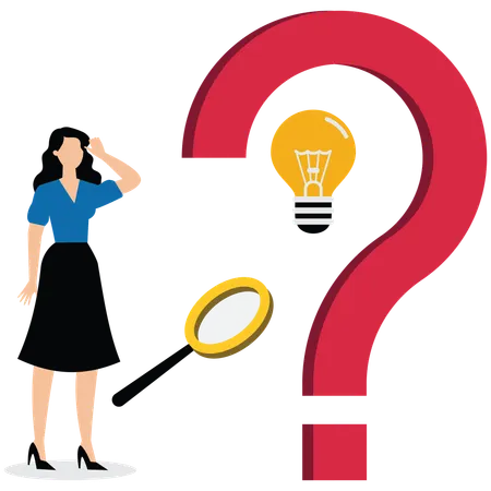 Businesswoman find a way to connect question mark solution  Illustration