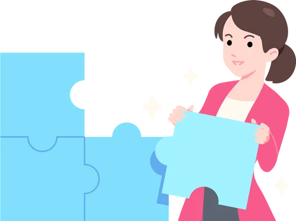 15 Female Entrepreneur Putting Together A Jigsaw Puzzle Is Like Investing With A Partner Business Flat Illustration