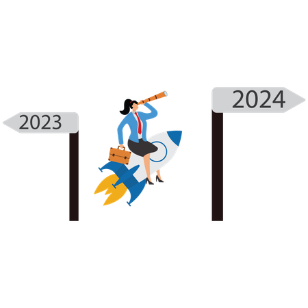 사업가 2023년의 방향을 찾아라  일러스트레이션